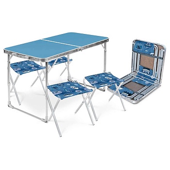 Набор ССТ-К2: стол (пластик) и 4 стула ССТ-К2 голубой-джинс